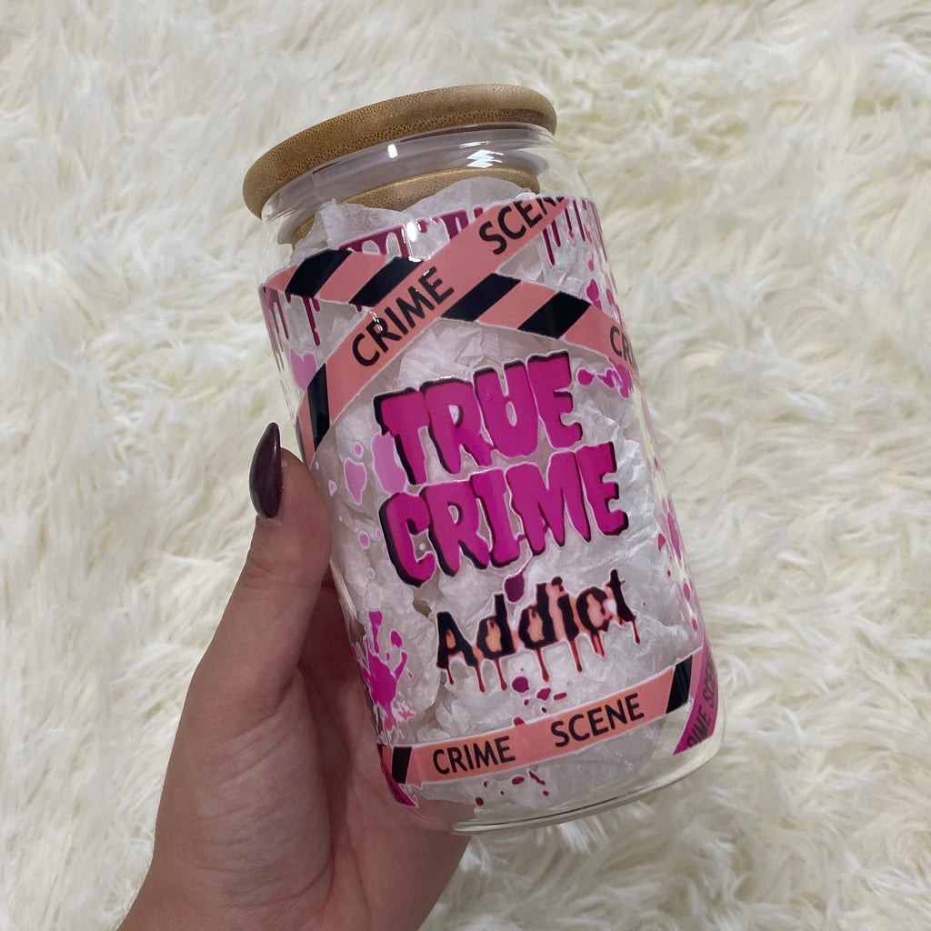 Pink True Crime Junkie Tumbler